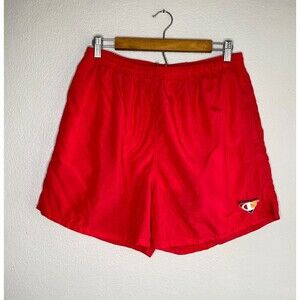 Champion VTG Red Swim Trunk Nylon Board Shorts Men's LG Bathing Suit Beach 90's